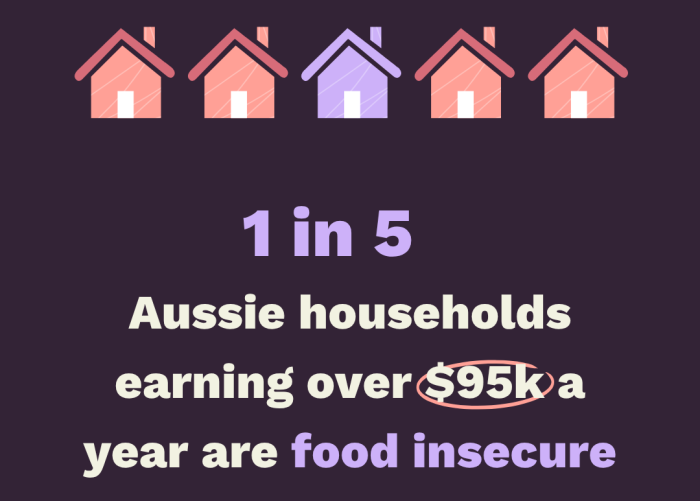 Graphic of 1 in 5 Aussie households earning over $95k a year are food insecure