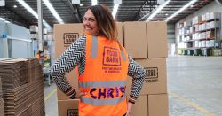 Chrissie wearing her foodbank uniform