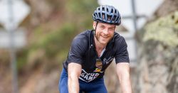 Hamish Blake riding a bike