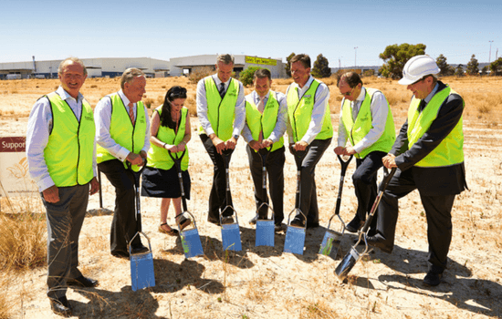 Group of dignitaries at the Perth Sod turning Event