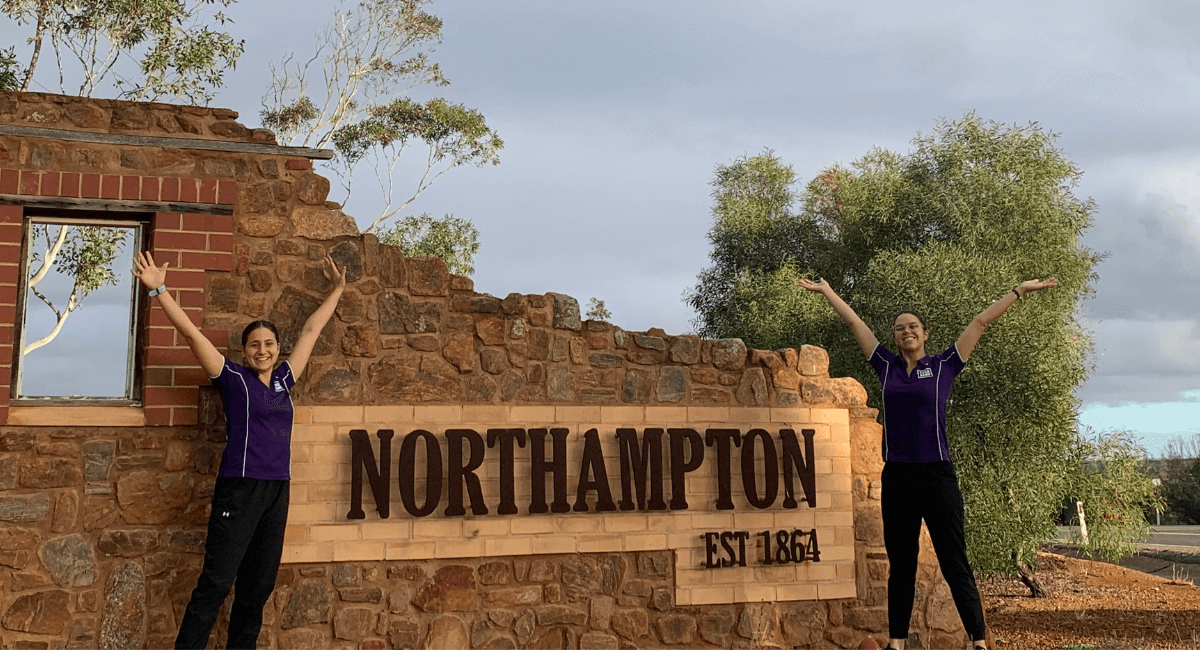 two nutritionists standing outside of Northampton