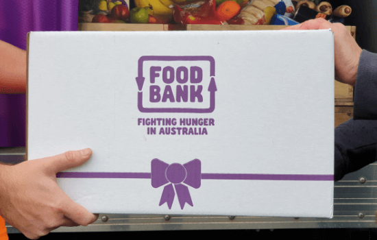white box with a foodbank logo
